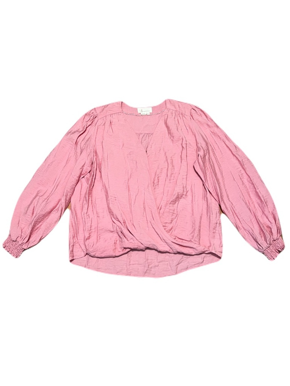 Anthropologie Pink Wrap-Style Long Sleeve Blouse